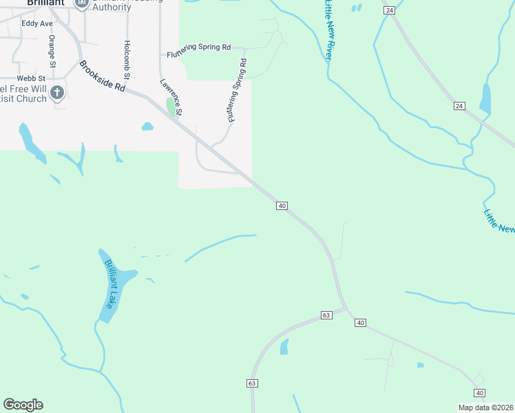 map of restaurants, bars, coffee shops, grocery stores, and more near 2861 Co Road 40 in Brilliant