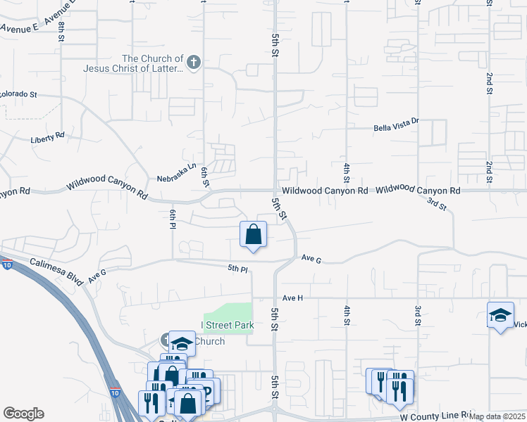 map of restaurants, bars, coffee shops, grocery stores, and more near in Oak Glen