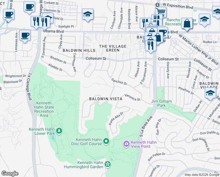 map of restaurants, bars, coffee shops, grocery stores, and more near in Los Angeles