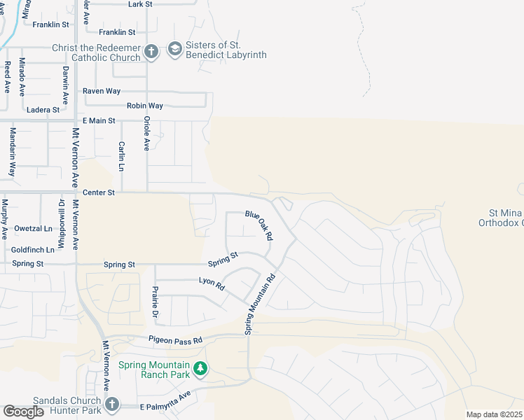 map of restaurants, bars, coffee shops, grocery stores, and more near 7404 Blue Oak Road in Riverside
