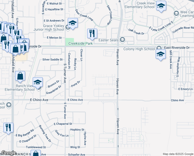 map of restaurants, bars, coffee shops, grocery stores, and more near in Ontario