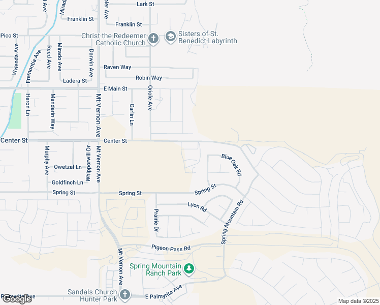 map of restaurants, bars, coffee shops, grocery stores, and more near 2429 Ellendale Drive in Riverside