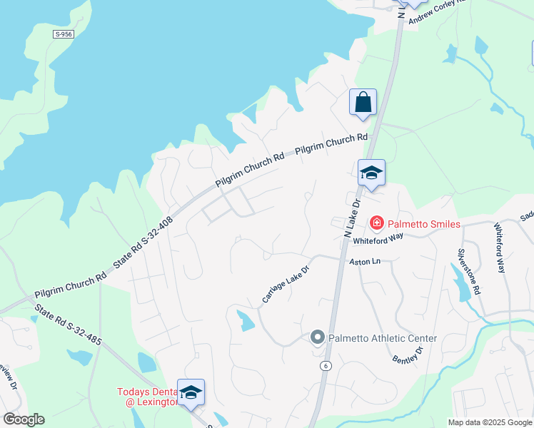 map of restaurants, bars, coffee shops, grocery stores, and more near 104 Settlers Bend Court in Lexington
