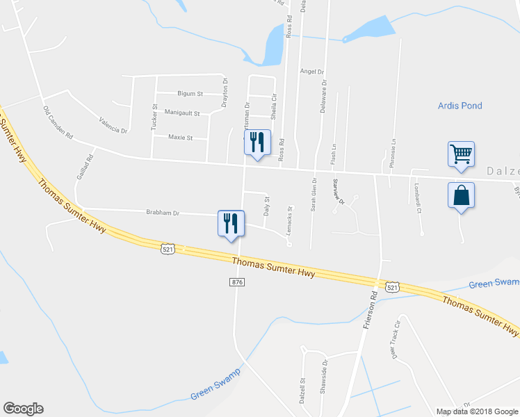 map of restaurants, bars, coffee shops, grocery stores, and more near 3230 Daly Street in Dalzell