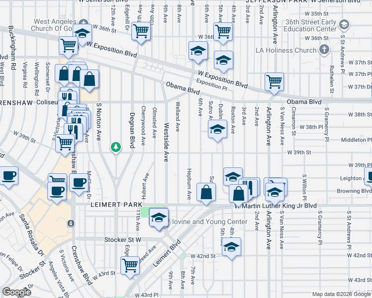 map of restaurants, bars, coffee shops, grocery stores, and more near 3856 Welland Avenue in Los Angeles