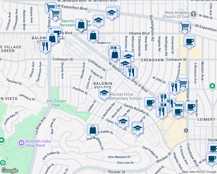 map of restaurants, bars, coffee shops, grocery stores, and more near 3888 Potomac Avenue in Los Angeles