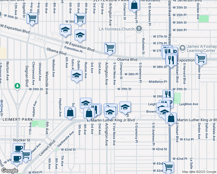 map of restaurants, bars, coffee shops, grocery stores, and more near 3894 Arlington Avenue in Los Angeles