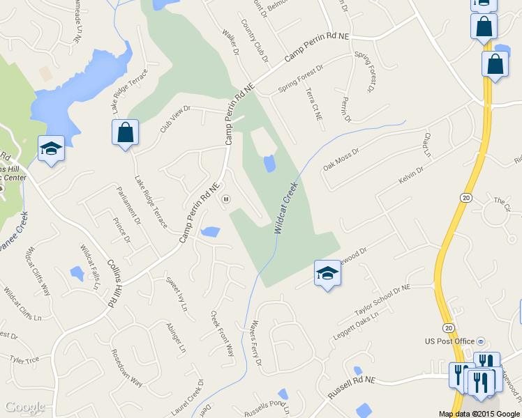 map of restaurants, bars, coffee shops, grocery stores, and more near 1935 Spring Mist Terrace in Lawrenceville