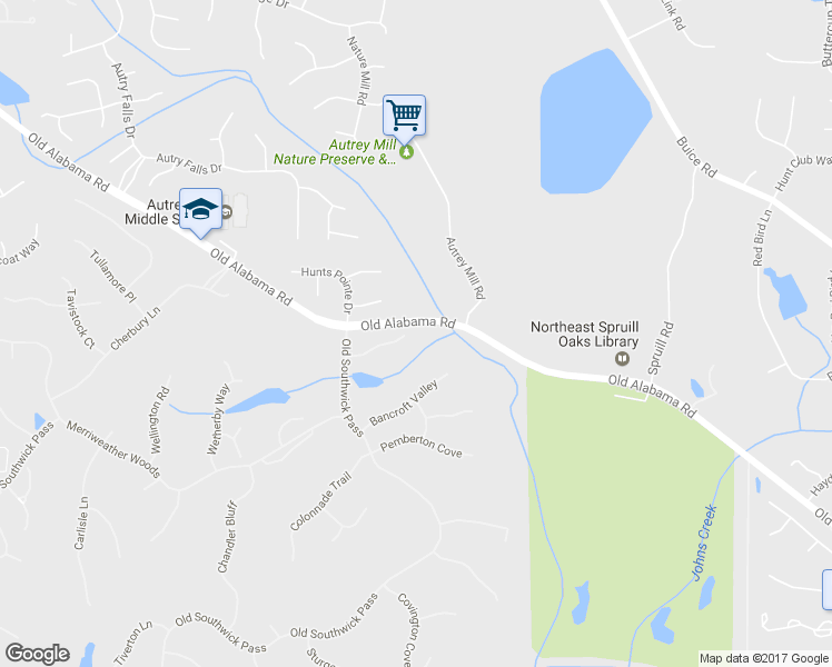 map of restaurants, bars, coffee shops, grocery stores, and more near 120 Dover Cliff Way in Alpharetta