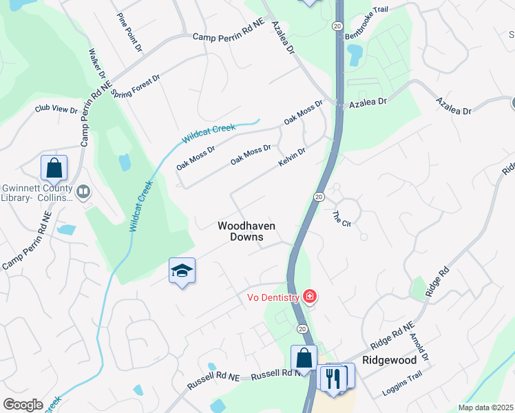 map of restaurants, bars, coffee shops, grocery stores, and more near 971 Thousand Oaks Drive in Lawrenceville