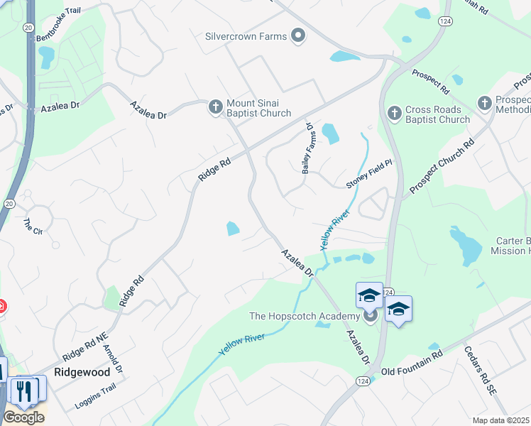 map of restaurants, bars, coffee shops, grocery stores, and more near 1672 Hillside Bend Crossing in Lawrenceville