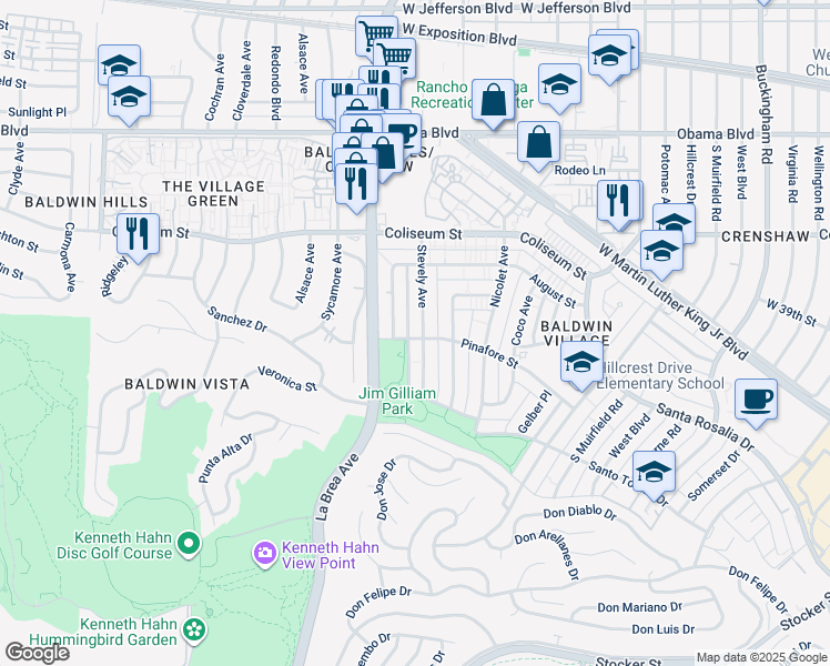 map of restaurants, bars, coffee shops, grocery stores, and more near 4905 Pinafore Street in Los Angeles