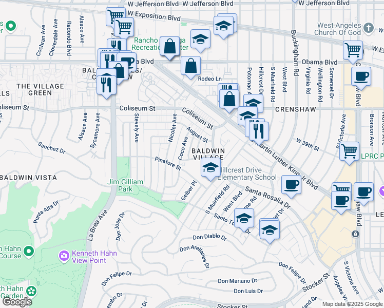 map of restaurants, bars, coffee shops, grocery stores, and more near 3920 Roxanne Avenue in Los Angeles
