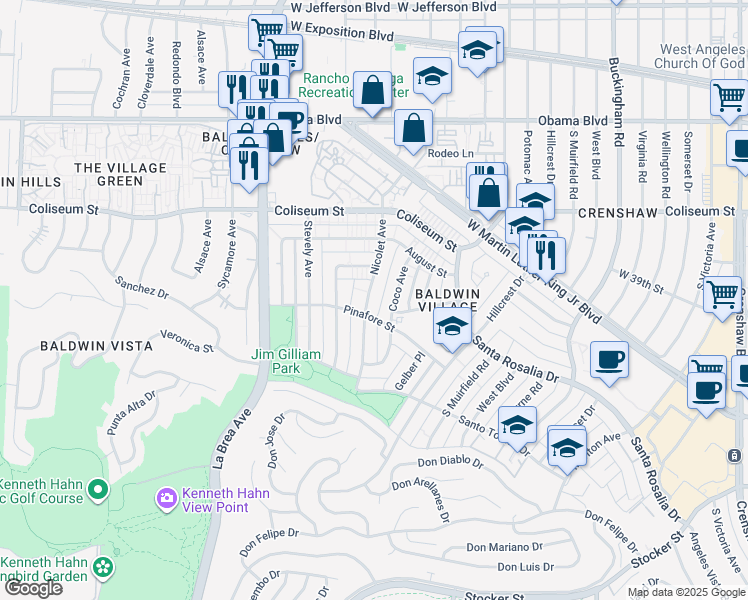 map of restaurants, bars, coffee shops, grocery stores, and more near 3927 Nicolet Avenue in Los Angeles