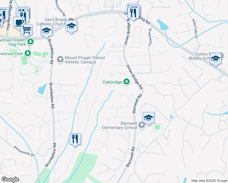 map of restaurants, bars, coffee shops, grocery stores, and more near 200 Hepplewhite Drive in Alpharetta
