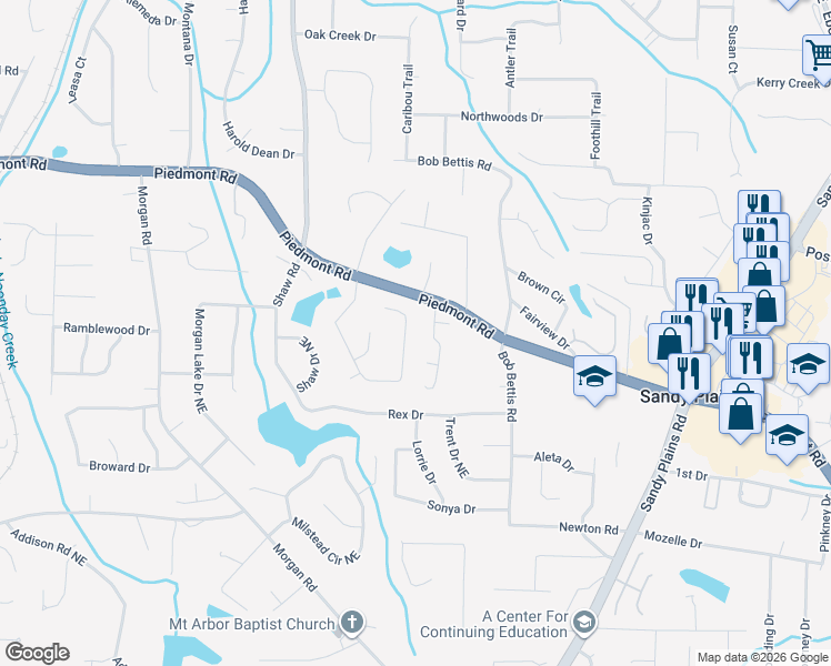 map of restaurants, bars, coffee shops, grocery stores, and more near 2797 Pine Meadow Dr in Marietta