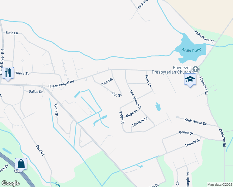 map of restaurants, bars, coffee shops, grocery stores, and more near 3220 Kim Street in Dalzell