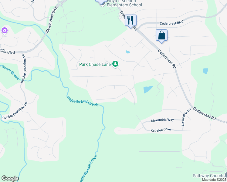 map of restaurants, bars, coffee shops, grocery stores, and more near 38 Zimmer Woods Court in Dallas