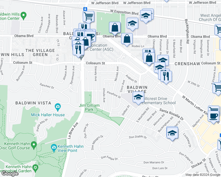 map of restaurants, bars, coffee shops, grocery stores, and more near 3927 Nicolet Avenue in Los Angeles