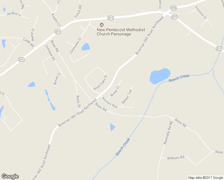 map of restaurants, bars, coffee shops, grocery stores, and more near 108 Bower Court in Winder