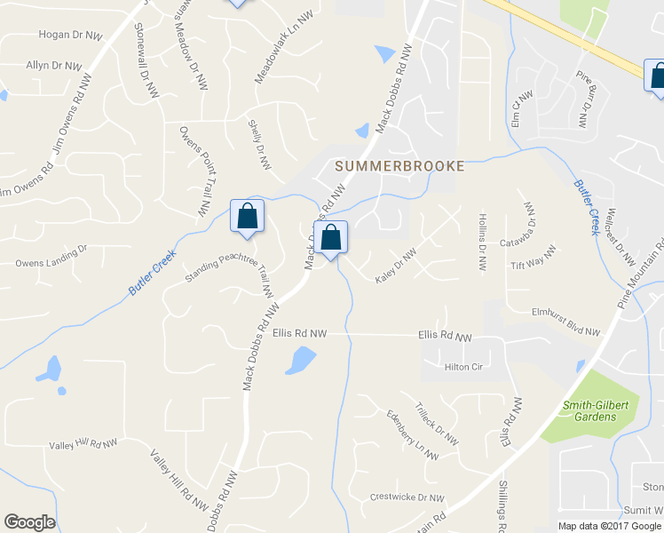 map of restaurants, bars, coffee shops, grocery stores, and more near 3077 Kaley Drive Northwest in Kennesaw
