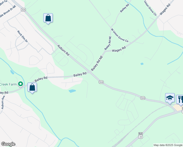 map of restaurants, bars, coffee shops, grocery stores, and more near 92 Auburn Road in Auburn