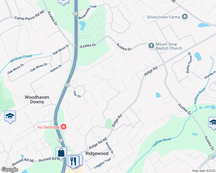 map of restaurants, bars, coffee shops, grocery stores, and more near 1668 Macy Lane in Lawrenceville