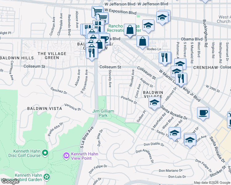 map of restaurants, bars, coffee shops, grocery stores, and more near 3939 Ursula Avenue in Los Angeles