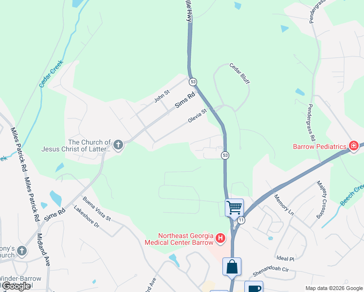 map of restaurants, bars, coffee shops, grocery stores, and more near 37 Oak Hill Drive in Winder