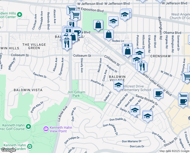 map of restaurants, bars, coffee shops, grocery stores, and more near 3927 Nicolet Avenue in Los Angeles