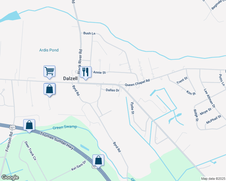 map of restaurants, bars, coffee shops, grocery stores, and more near 3620 County Road 691 in Dalzell
