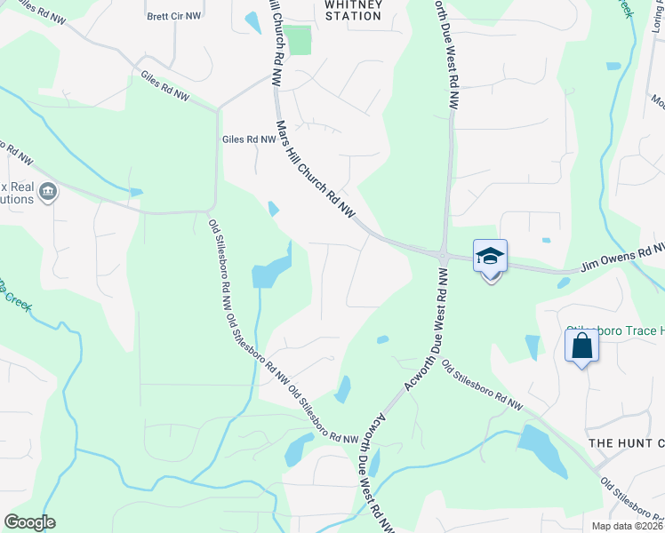 map of restaurants, bars, coffee shops, grocery stores, and more near 2432 Red Fox Run Northwest in Acworth
