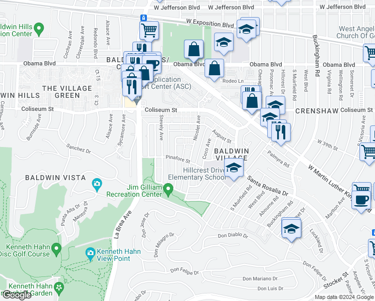 map of restaurants, bars, coffee shops, grocery stores, and more near 3927 Nicolet Avenue in Los Angeles