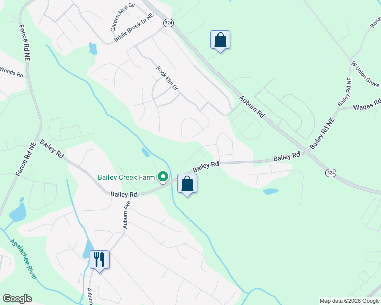 map of restaurants, bars, coffee shops, grocery stores, and more near 681 Rock Elm Drive in Auburn