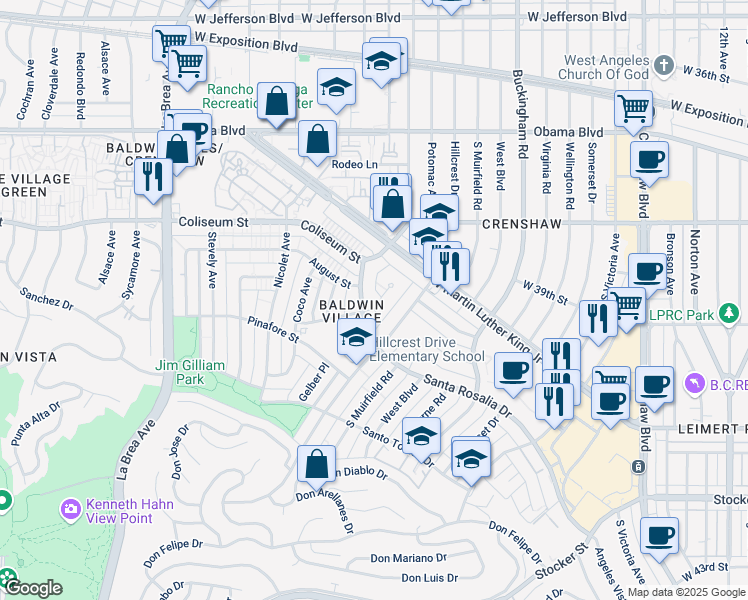 map of restaurants, bars, coffee shops, grocery stores, and more near in Los Angeles