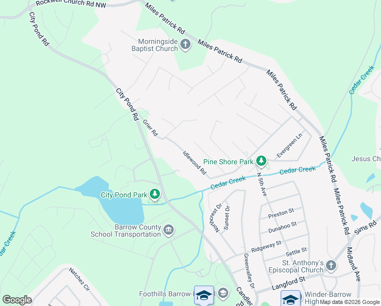 map of restaurants, bars, coffee shops, grocery stores, and more near 846 Idlewood Road in Winder