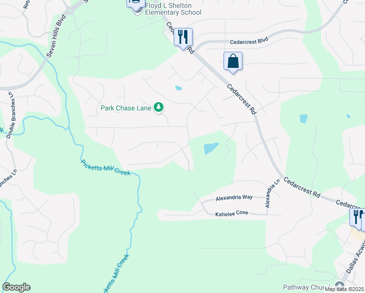 map of restaurants, bars, coffee shops, grocery stores, and more near 380 Longwood Place in Dallas