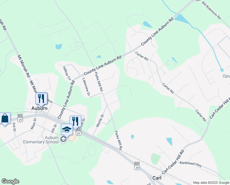 map of restaurants, bars, coffee shops, grocery stores, and more near 109 Quail Valley Road in Auburn