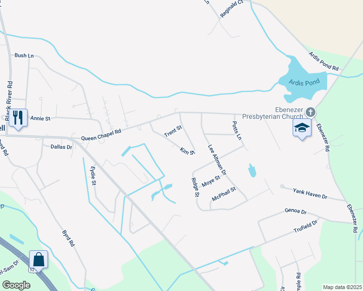 map of restaurants, bars, coffee shops, grocery stores, and more near 3220 Kim Street in Dalzell
