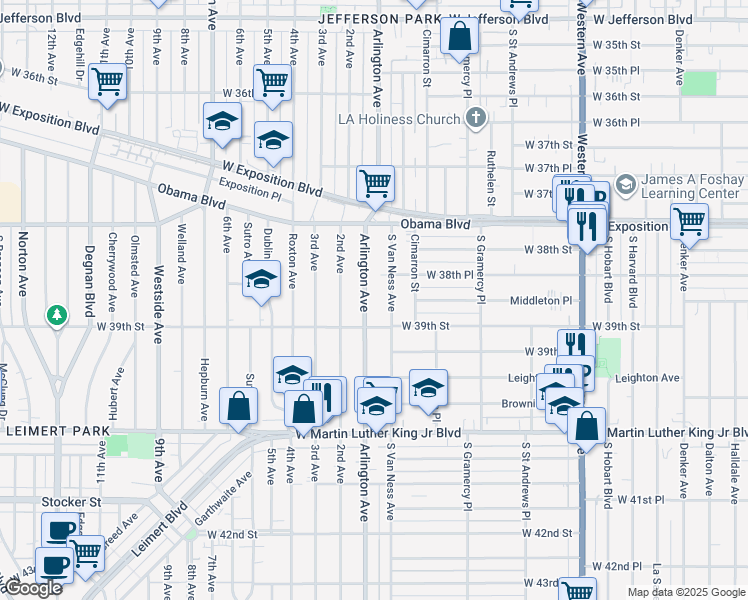 map of restaurants, bars, coffee shops, grocery stores, and more near 3874 Arlington Avenue in Los Angeles