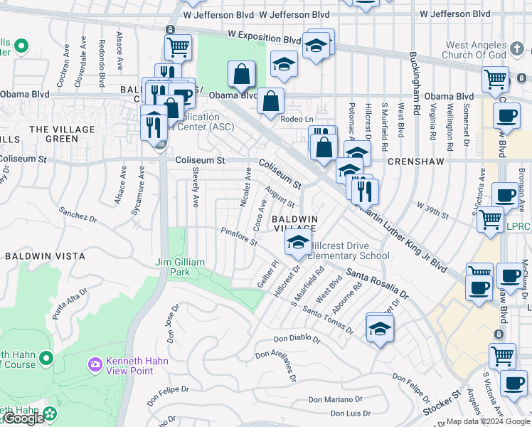 map of restaurants, bars, coffee shops, grocery stores, and more near 3915 Coco Avenue in Los Angeles