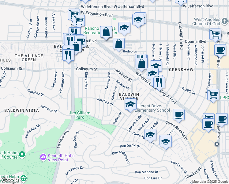 map of restaurants, bars, coffee shops, grocery stores, and more near 3915 Coco Avenue in Los Angeles