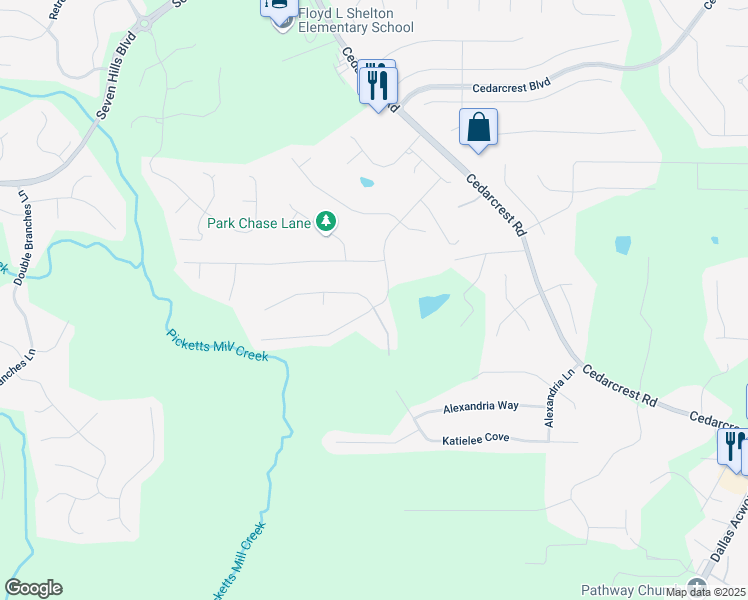 map of restaurants, bars, coffee shops, grocery stores, and more near 380 Longwood Place in Dallas