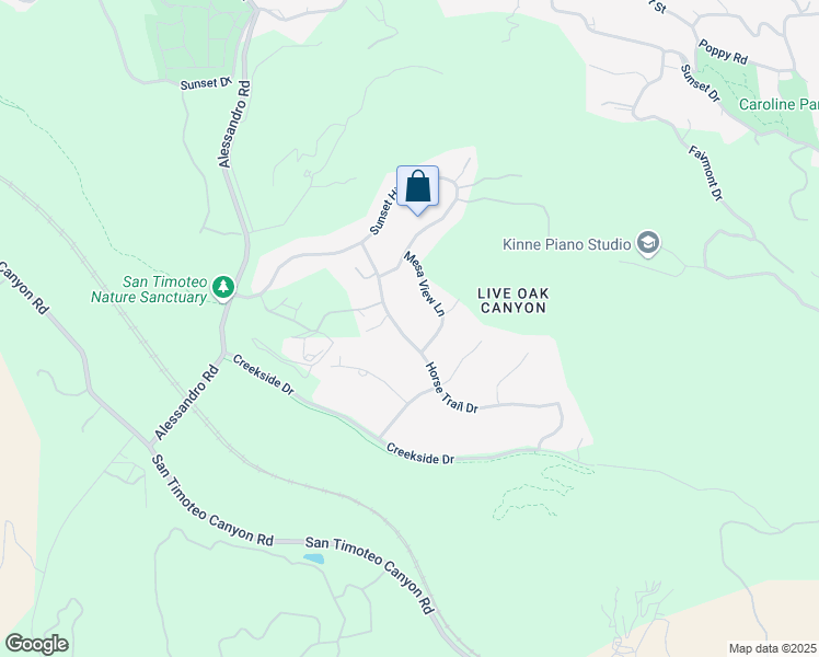 map of restaurants, bars, coffee shops, grocery stores, and more near 2015 Horse Trail Drive in Redlands