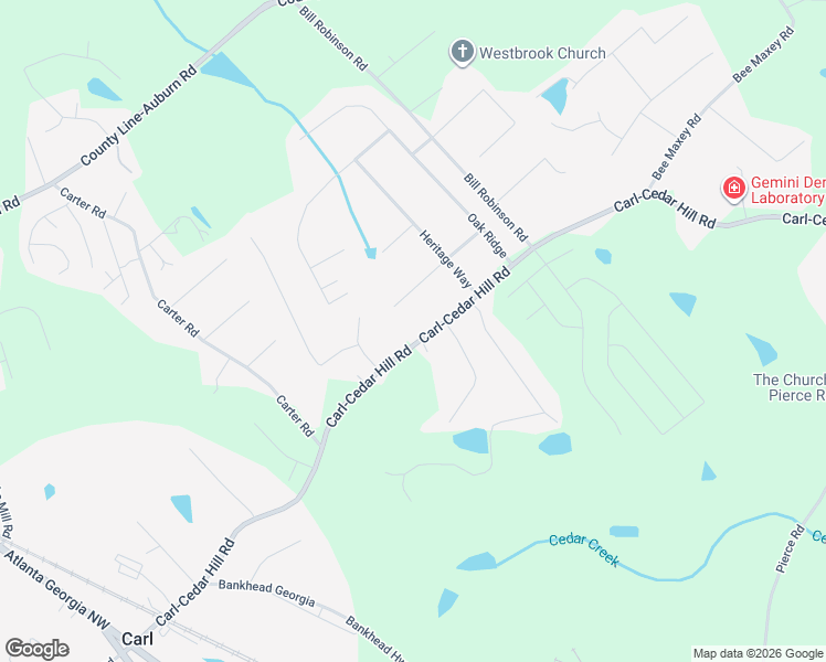 map of restaurants, bars, coffee shops, grocery stores, and more near 200 Carl-Cedar Hill Road in Winder