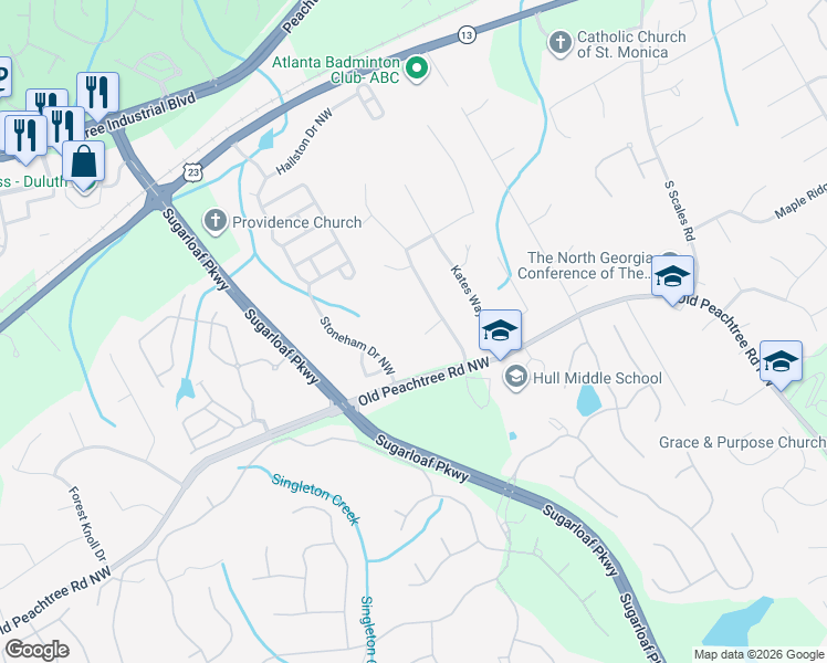 map of restaurants, bars, coffee shops, grocery stores, and more near 2017 Parsons Ridge in Duluth