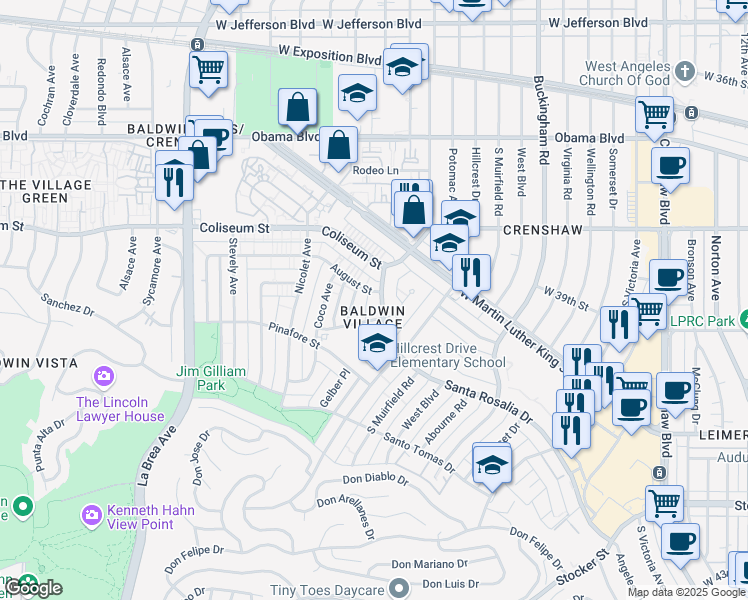 map of restaurants, bars, coffee shops, grocery stores, and more near in Los Angeles