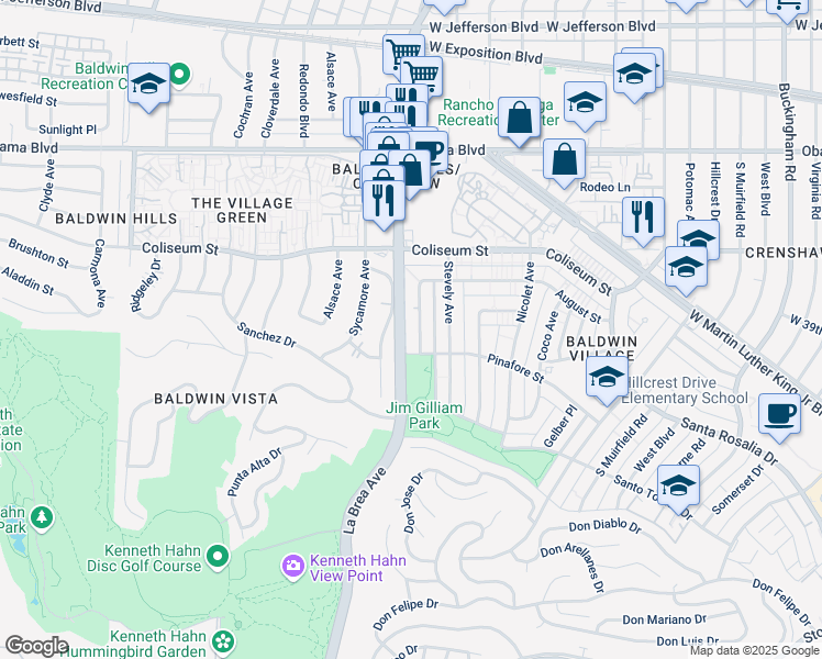 map of restaurants, bars, coffee shops, grocery stores, and more near 3940 Gibraltar Avenue in Los Angeles