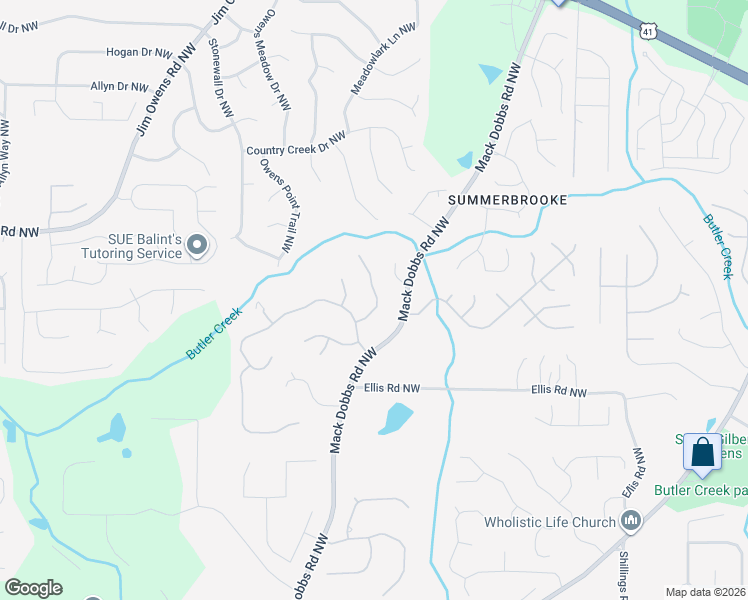 map of restaurants, bars, coffee shops, grocery stores, and more near 2409 Caylor Hill Point Northwest in Kennesaw
