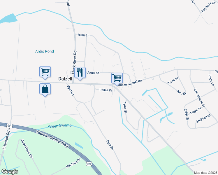 map of restaurants, bars, coffee shops, grocery stores, and more near 3620 County Road 691 in Dalzell